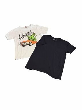 Crewcuts Navy Blue Tee & Light blue CHUYS Dinosaur Tee Duo
